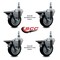 Service Caster 4 Inch Black Polyurethane 12 Inch Threaded Stem Caster Set with Brake SCC-TS20S414-PPUB-BLK-PLB-121315-4 - alternate 2